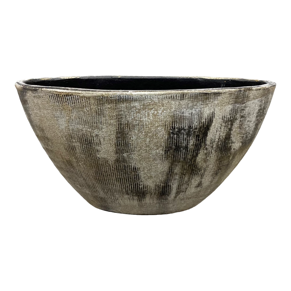 Bloempot Miami Ovaal - L41 X D19 X H22cm - Zwart Cement 1 Bloempot Miami Ovaal - L41 X D19 X H22cm - Zwart Cement