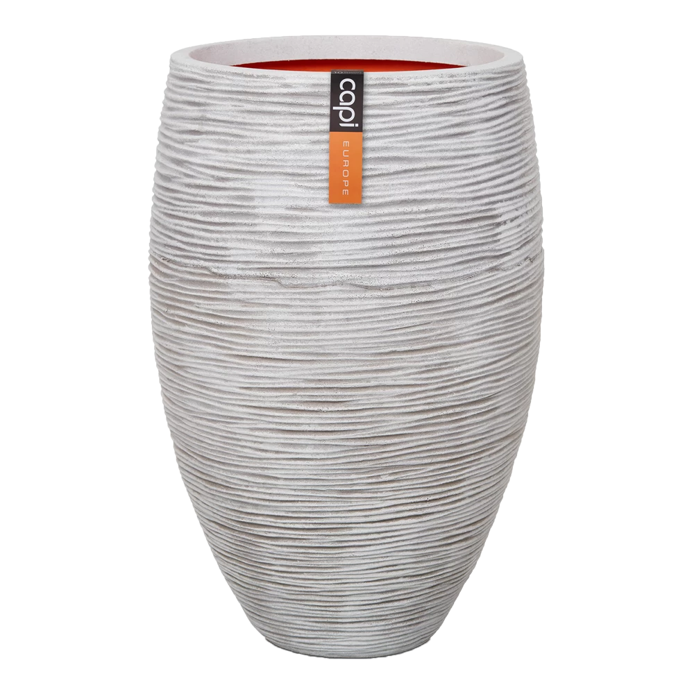 Capi Bloempot Hoog Nature Elegant Deluxe Rib NL - D45 X H72cm - Ivoor