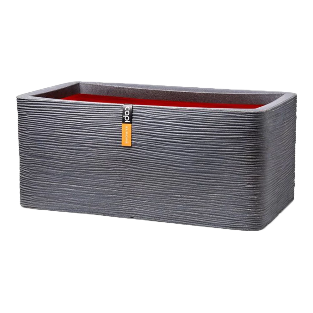 Capi Plantenbak Rechthoek Nature Rib NL - L73 X B39 X H32cm - Donkergrijs