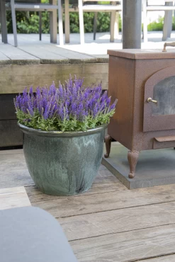 Bloempot Glazed Hp001 - D30 X H25cm - Groen -Warentuin glazed hp001 moss green d30h25 bloempot groen 7 6