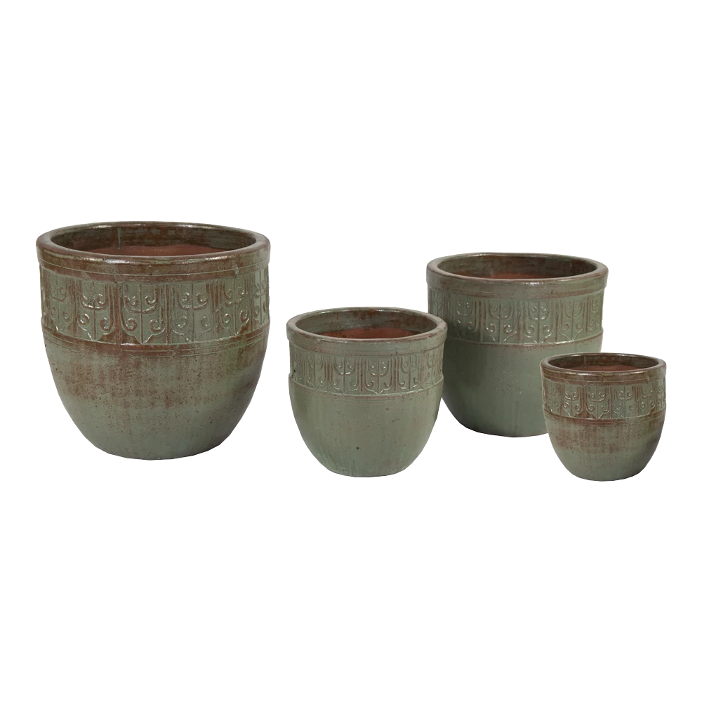 Bloempot Glazed Off Egg - D28 X H28cm - Groen 2 Bloempot Glazed Off Egg - D28 X H28cm - Groen - Afbeelding 2