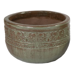 Bloempot Glazed Off Egg Low - D43 X H31cm - Groen