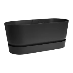 Bloembak Elho Greenville Terrace 80cm - Met Wielen - Living Black -Warentuin greenville terrace trough 80cm wheels plantenbak living black 3 9