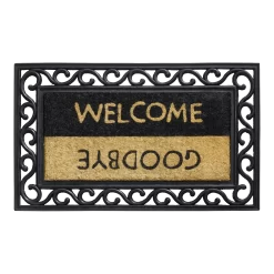 HAMAT Impala Welcome/Goodbye Kokosmat - 75x45cm - Naturel/Zwart - Deurmat