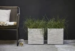 Capi Plantenbak Vierkant Nature Rib NL - L30 X B30 X H30cm - Ivoor -Warentuin pot vierkant rib nl 30x30x30 ivoor plantenbak 7 8