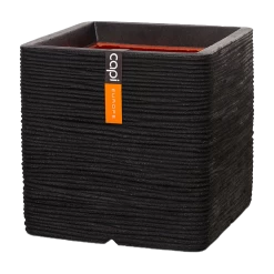 Capi Plantenbak Vierkant Nature Rib NL - L40 X B40 X H40cm - Zwart