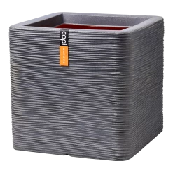 Capi Plantenbak Vierkant Nature Rib NL - L40 X B40 X H40cm - Donkergrijs