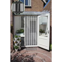 Vliegengordijn Banen - Wit/Zwart/Zilver - 90 X 210cm - Sun-Arts -Warentuin vliegengordijn banen wit zwart zilver 90 x 210cm sun arts 90 4 2