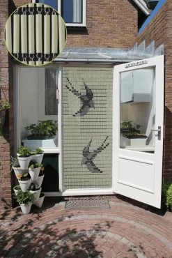 Vliegengordijn Zwaluwen - Creme/Zwart - 100 X 232cm - Sun-Arts -Warentuin vliegengordijn zwaluwen creme zwart 100 x 232cm sun arts 100 3