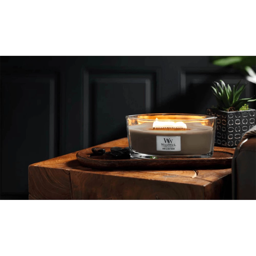 Woodwick Sand & Driftwood Ellipse Candle - Geurkaars 2 Woodwick Sand & Driftwood Ellipse Candle - Geurkaars - Afbeelding 2