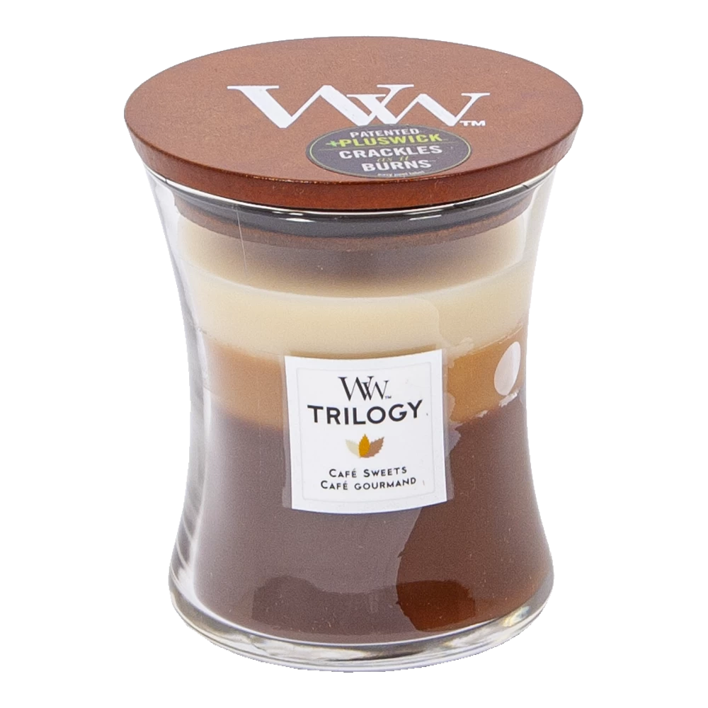 Woodwick Trilogy Cafu00e9 Sweets Medium Candle - Geurkaars 1 Woodwick Trilogy Cafu00e9 Sweets Medium Candle - Geurkaars