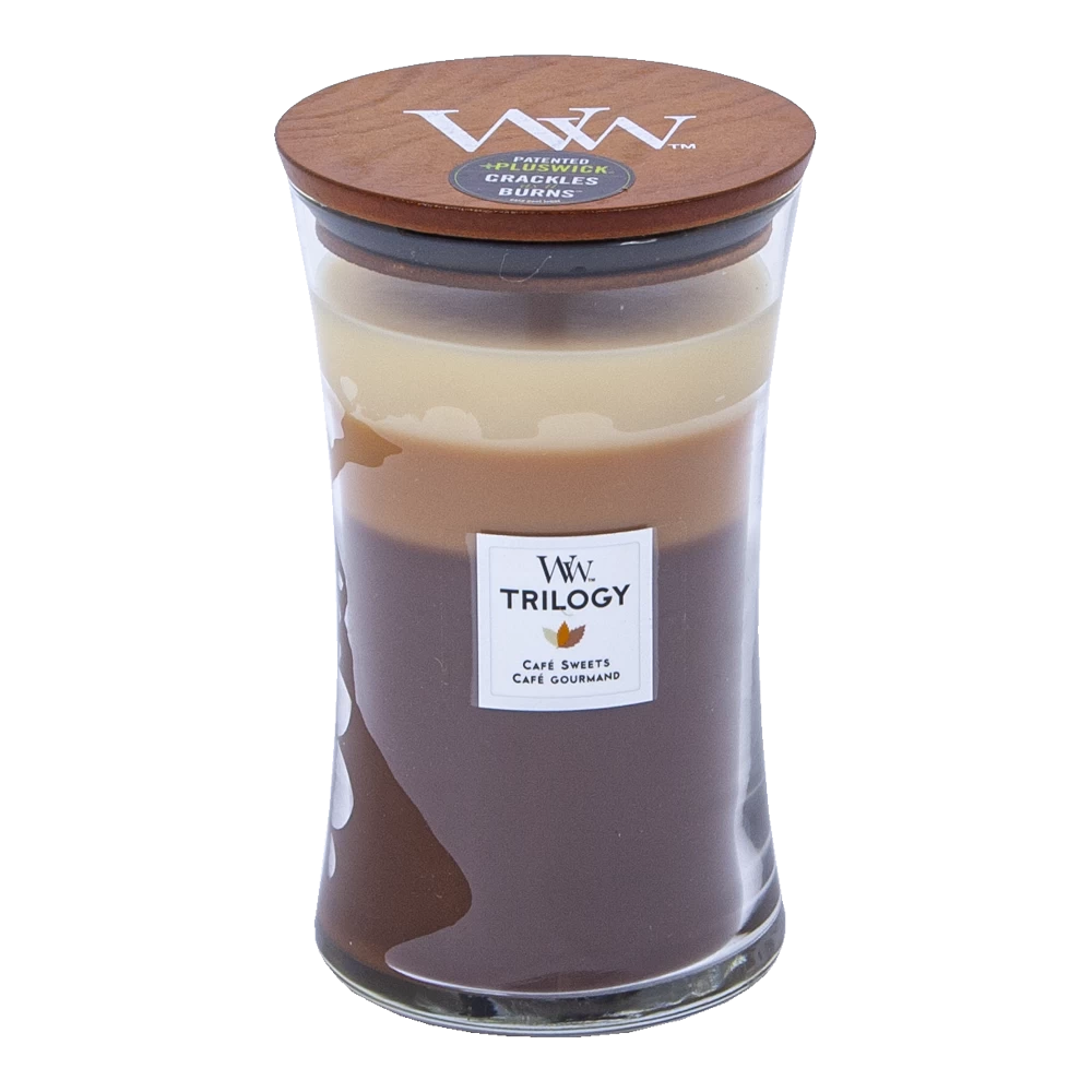 Woodwick Trilogy Cafu00e9 Sweets Large Candle - Geurkaars 1 Woodwick Trilogy Cafu00e9 Sweets Large Candle - Geurkaars