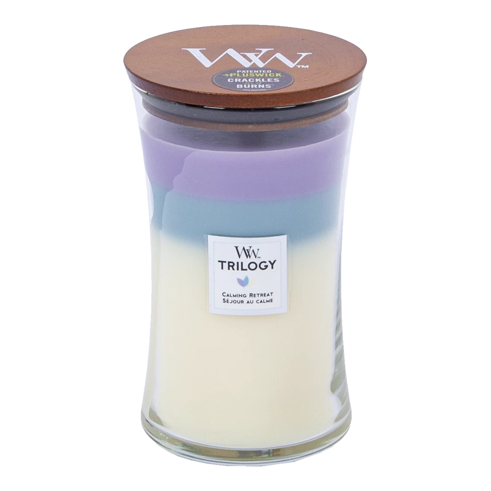 Woodwick Trilogy Calming Retreat Large Candle - Geurkaars 1 Woodwick Trilogy Calming Retreat Large Candle - Geurkaars