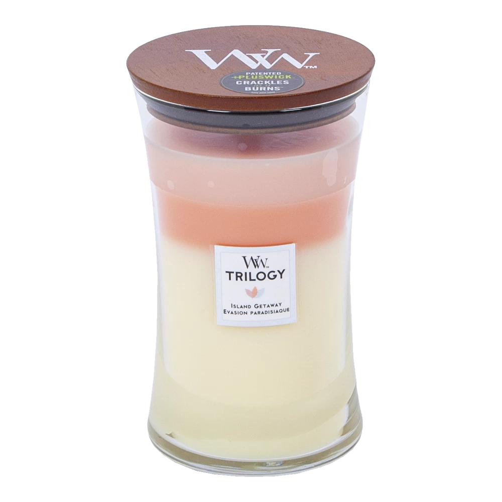 Woodwick Trilogy Island Getaway Large Candle - Geurkaars 1 Woodwick Trilogy Island Getaway Large Candle - Geurkaars