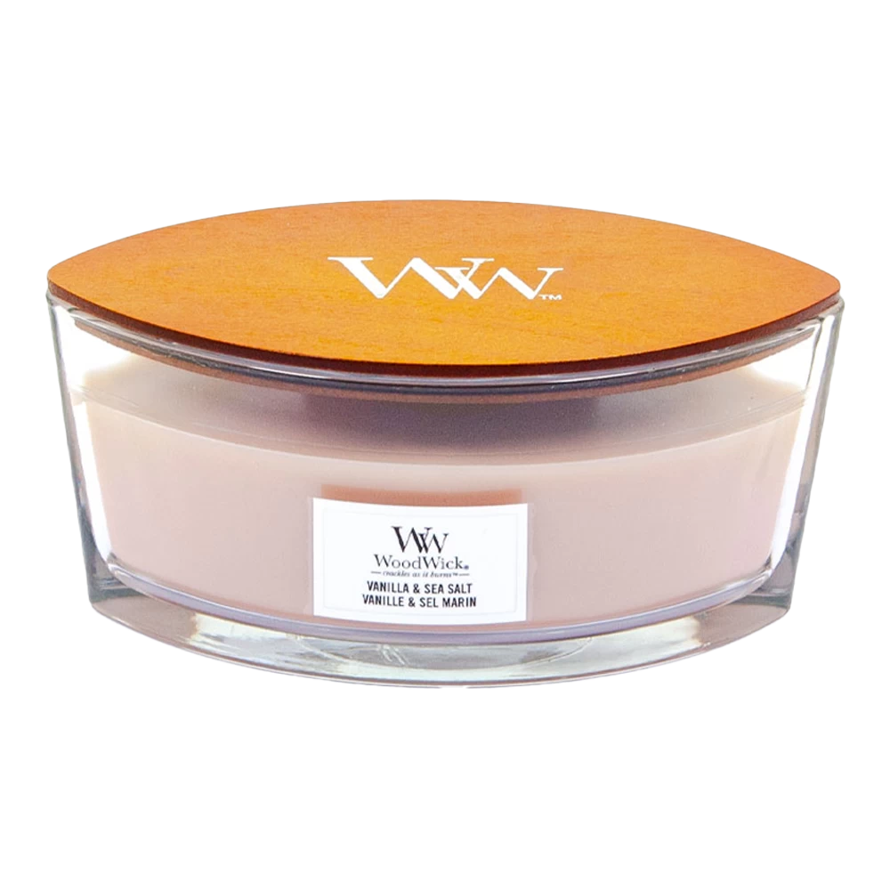 Woodwick Vanilla & Sea Salt Ellipse Candle - Geurkaars 1 Woodwick Vanilla & Sea Salt Ellipse Candle - Geurkaars